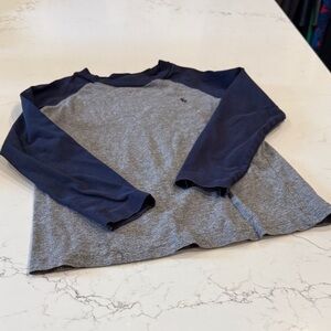 Kids polo Long Sleeve Tee in Heather Gray and Navy